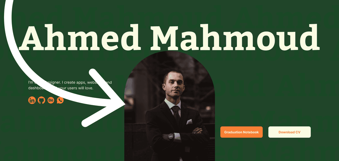 Example of a profile photo with a solid background that does not blend with the header